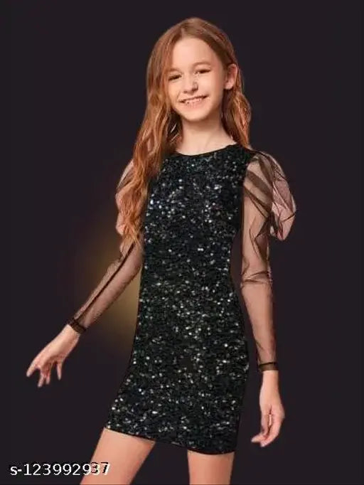Girls mini festive wedding dress, embroidered net with long sleeves, available in sizes 7-8 Years - 14-15 Years