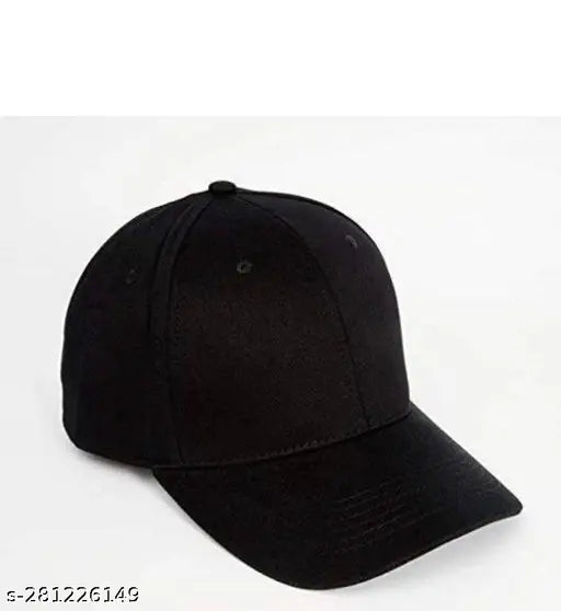 Black cotton baseball cap with adjustable strap