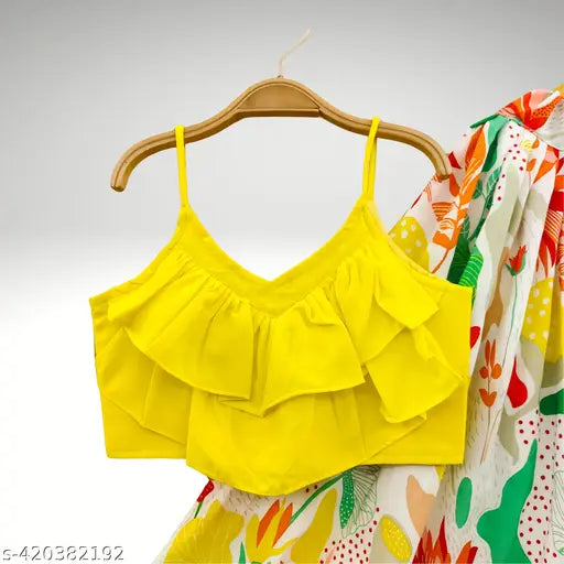 Indian kids' floral print georgette lehenga choli, perfect for ethnic parties and weddings
