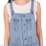 Sleeveless, stretchable slim fit denim dungaree for women, solid print, high-quality Indian-made denim