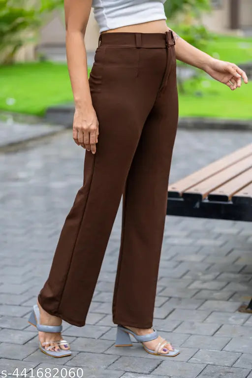 Brown straight-fit women's pants