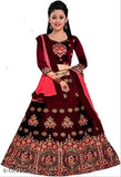 Taffeta silk baby legha choli with net dupatta, embroidered, three-quarter sleeves. Indian traditional girls' partywear, machine washable