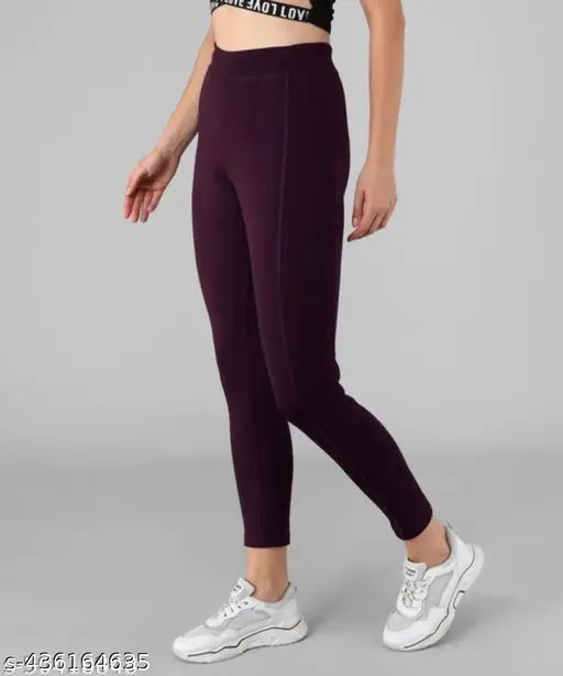 Stretchable Lycra gym leggings in solid net, trendy women's workout wear best for casual wear (M-6XL) made in India