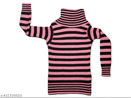 Boys And Girls Full Slvs Lining High Neck Sweaters Unisex Kids Boys and Girls Woollen High Neck Skivvy Pullover Sweaters for Winters Pack of 3