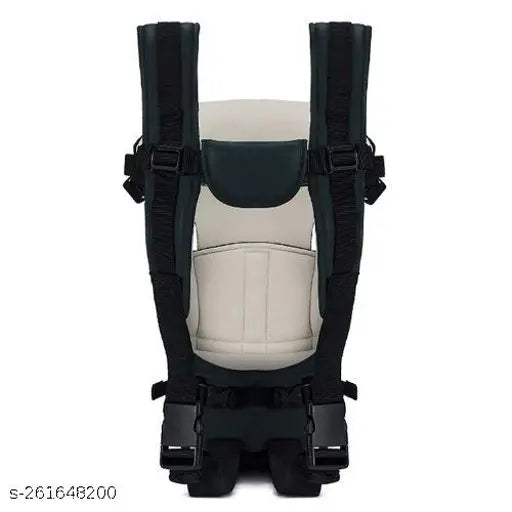 Black polyester net 3-in-1 ergonomic baby carrier bag with adjustable sling, kangaroo design, carrying basket, and padded back support for infant to 2-year travel