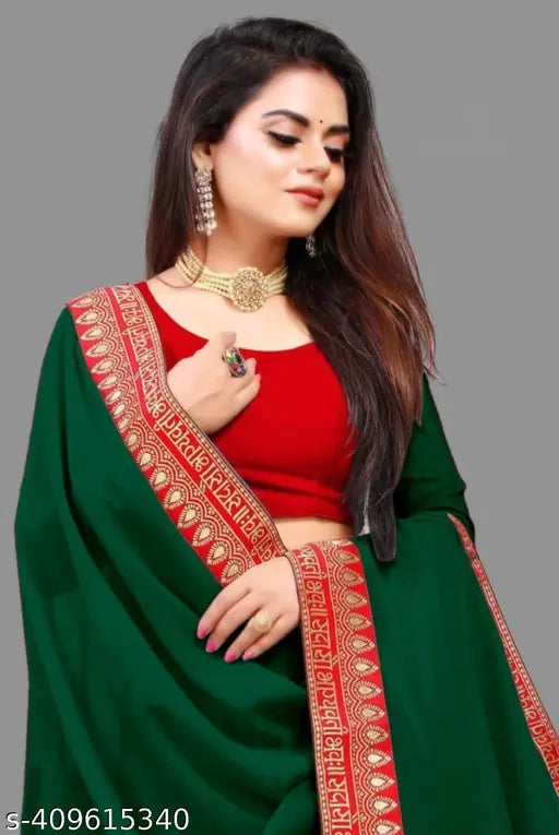 Green and red saree