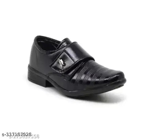 Black patent leather boys' formal shoes, 2 strap closures