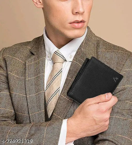 Genuine leather, black men's RFID blocking wallet - sleek and functional gift for him (India origin)