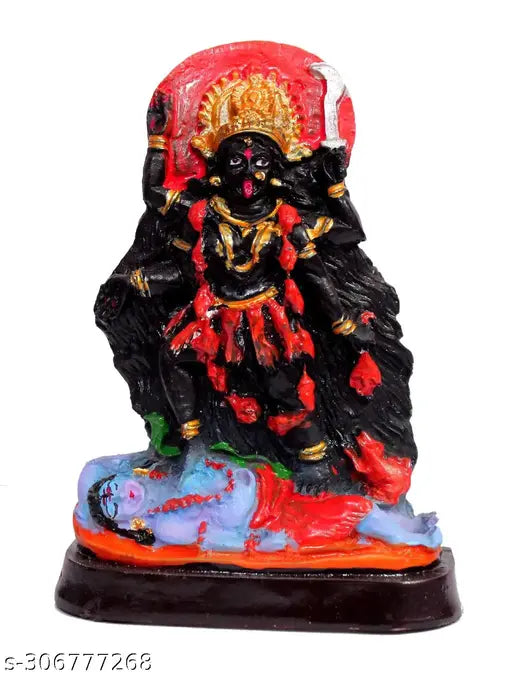 Kali marble dust statue, Indian resin crafted Goddess Kali figurine for spiritual puja or showpiece, 3.5 x 4.5 x 1 inch size, ideal gift item