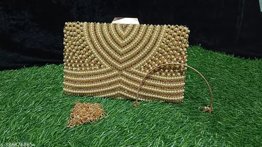 Pearl embellishments, attractive festive party clutch for women