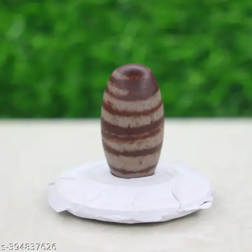 Marble Narmadeshwar Shivling - Authentic 2 inch tall figurine for home pooja, sourced from the holy Narmada River, India