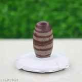 Marble Narmadeshwar Shivling - Authentic 2 inch tall figurine for home pooja, sourced from the holy Narmada River, India