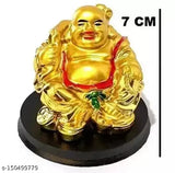 Multi-colored poly resin Laughing Buddha statue with children, standard size 65cm from India