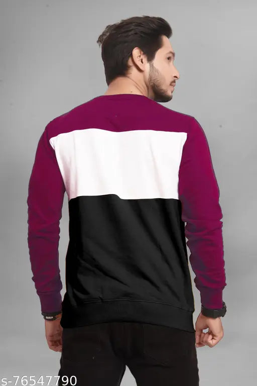 Trandy solid full sleeve 100 cotton sweatshirt - 100% cotton, embroidered net pattern, long sleeves, men's lifestyle essential for casual wear