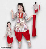 Embellished cotton blend ethnic kurta set for festivals and weddings, girls size 0-10 years, India origin