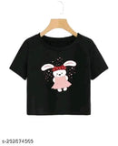 Premium quality cotton blend crop top in summer design with short sleeves, printed net pattern. Size: N