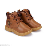 Brown leather kids' walking shoes, casual sneakers with velcro closure, in a combo pack of 2