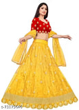 Satin and net lehenga set, semi-stitched in self design, ideal for parties and weddings