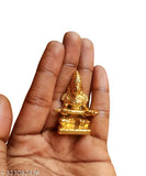Gold-finish copper Mata Annapurna devi idol for home temples, intricately detailed deity figure from India