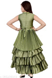 Silk sleeveless kids gown dress, acrylic quality for cute girls, 3-4 years size: bust 22in, length 28in