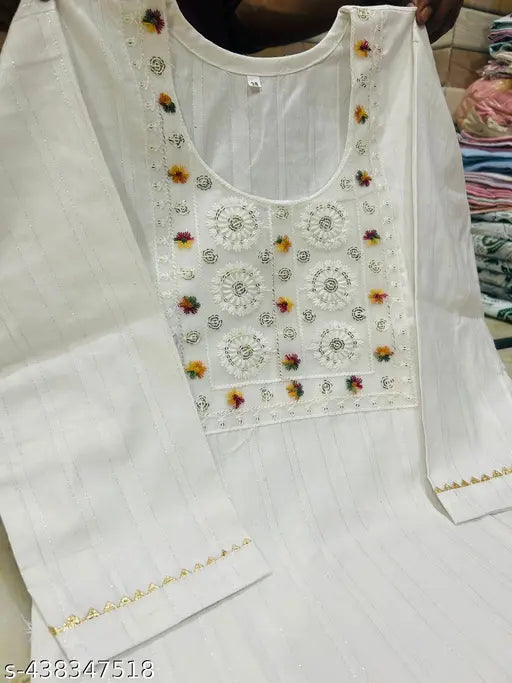 Black lace dupatta set, with embroidered flowers on white background