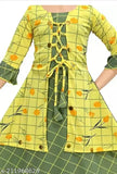 Cotton blend printed net baby girl frock, three-quarter sleeves, 4-5 years size, Indian-made