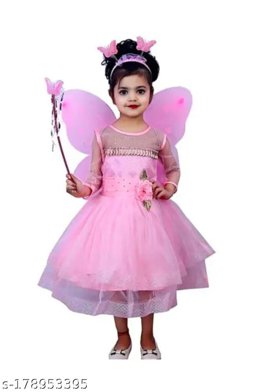 Pink net baby gown, solid pattern for 9-12 months