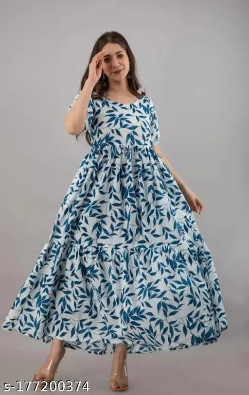 Rayon printed Anarkali kurti for women, cotton fabric, short sleeves, vibrant combo design by Mohini Fashion