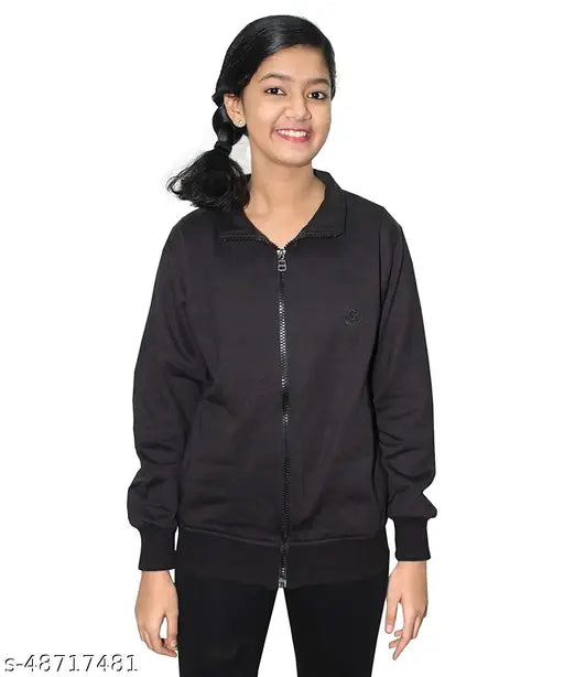 A modern classy girls jacket with a front zip closure
