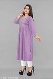 Purple viscose rayon anarkali dress, long sleeves, knee length