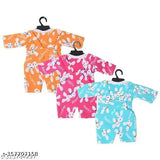 Wool kids winter dungaree with long sleeves, printed net pattern in 0-3M size, made in India