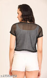 Solid net cotton KG NET-CROP-T-SHIRT, short sleeves, various sizes from S to XXL, made in India
