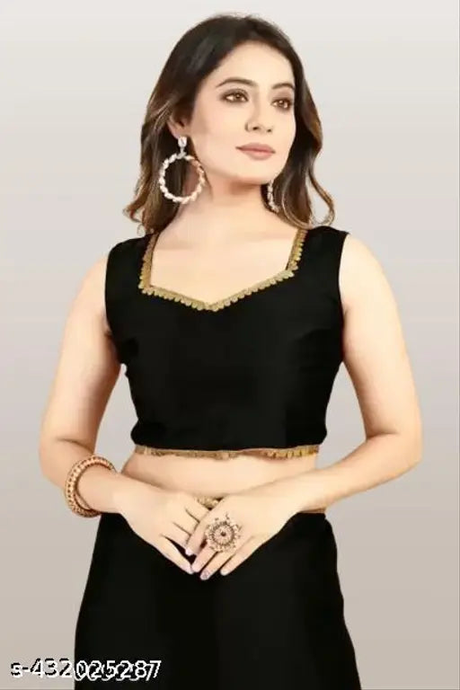 Mavericks Pure Georgette saree with mirror work border, black and gold color combination
