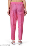 Pink poly blend solid net women's Kurti pant, elastic with drawstring, side pockets, high-quality stitching. Women's fashion wear in India
