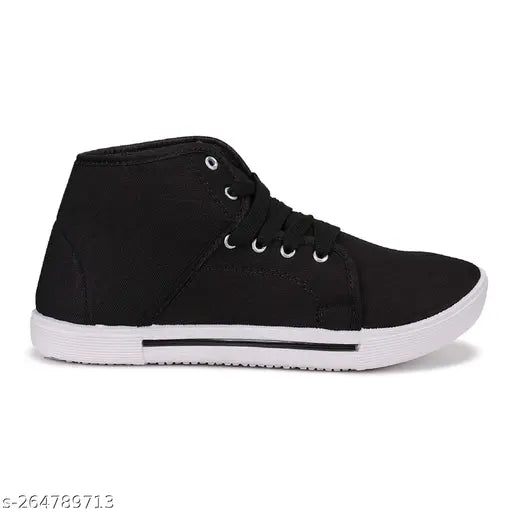 Black sneakers with high quality sole, lightweight casual shoes