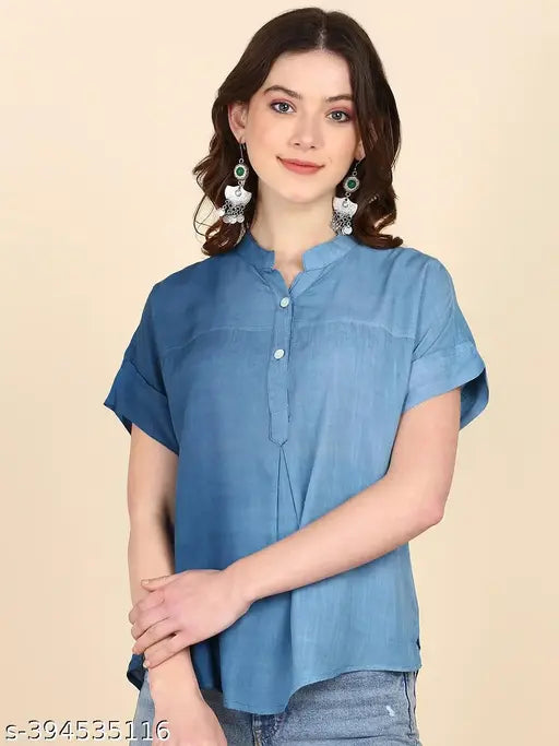 Half sleeves ombre dyed rayon top, women's vibrant tie-dye in solid pattern, India-made fashion statement