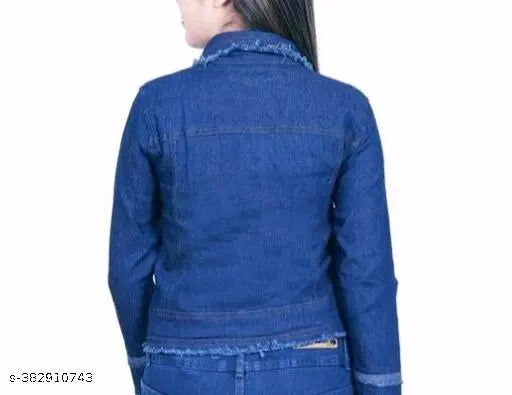Dark navy denim kids jacket, solid pattern for stylish fits (12-16 years)