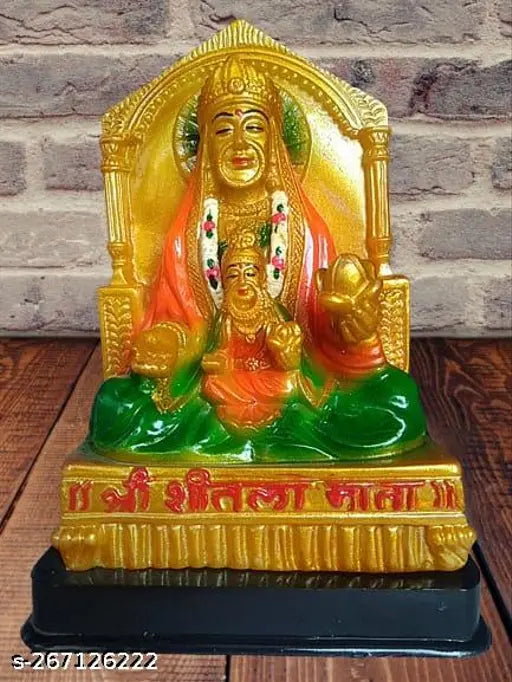 Polyresin Indian Sheetla Mata Statue, 12cm x 9cm x 19cm, decorative home puja idol with heavy base