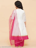 Rayon embroidered A-line kurti pyjama set with dupatta for girls, Indian clothing set