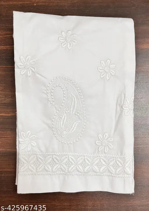A white embroidered Chicken Kari cotton pant