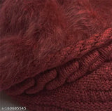 Women's maroon wool knitted cap