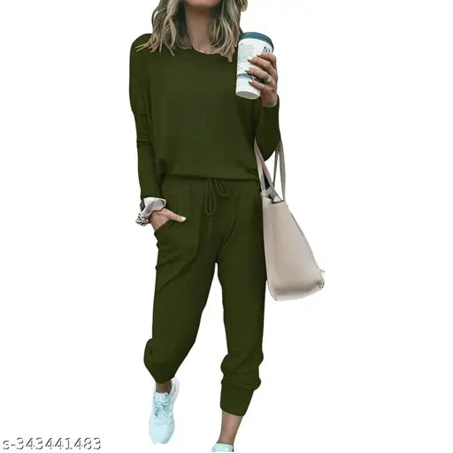 Premium cotton French Terry women's winter loungewear pyjama set and jogging clothing, durable, stylish, and cozy with side pockets and elasticated waistband