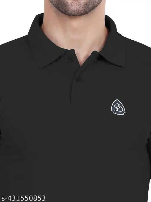 New trendy cotton blend polo t-shirt for men, solid color, short sleeves, M (40in chest, 26in length), made in India