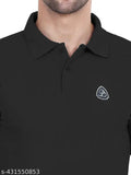 New trendy cotton blend polo t-shirt for men, solid color, short sleeves, M (40in chest, 26in length), made in India