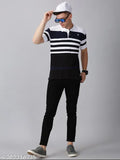 Striped cotton premium collar t-shirt, comfortable and casual for men's summer wardrobe, made in India