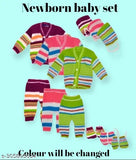 Woolen Shishu newborn baby set of 3, solid pattern, 0-3 months, India origin