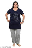 Cotton blend Lucid Dreams long T-shirt and pajama set with printed net pattern for a cozy sleepwear set (N-4XL)
