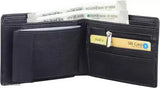 Brown PU leather bi-fold wallet for men. Solid design, ultra-slim, perfect for daily use. Features 2 compartments, coin pocket, and ample card storage