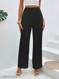 Cotton blend solid net women's trouser, size 28 (28in waist, 40in length, 36in hip), made in India