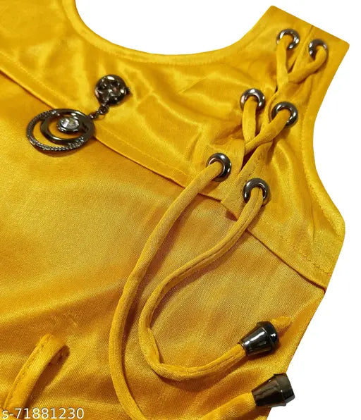 Shiny lycra baby girls knee-length party dress, solid net design in maroon, purple, yellow, and navy blue